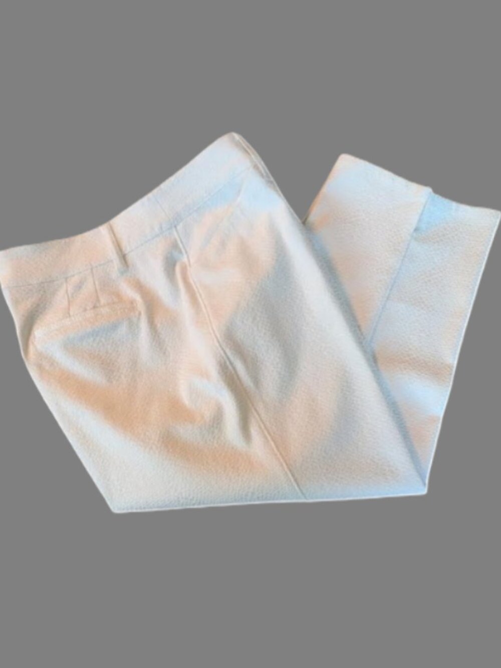 Conrad C Proportion Petite Off White Viscose Cotton Blend Textured Capri 14P